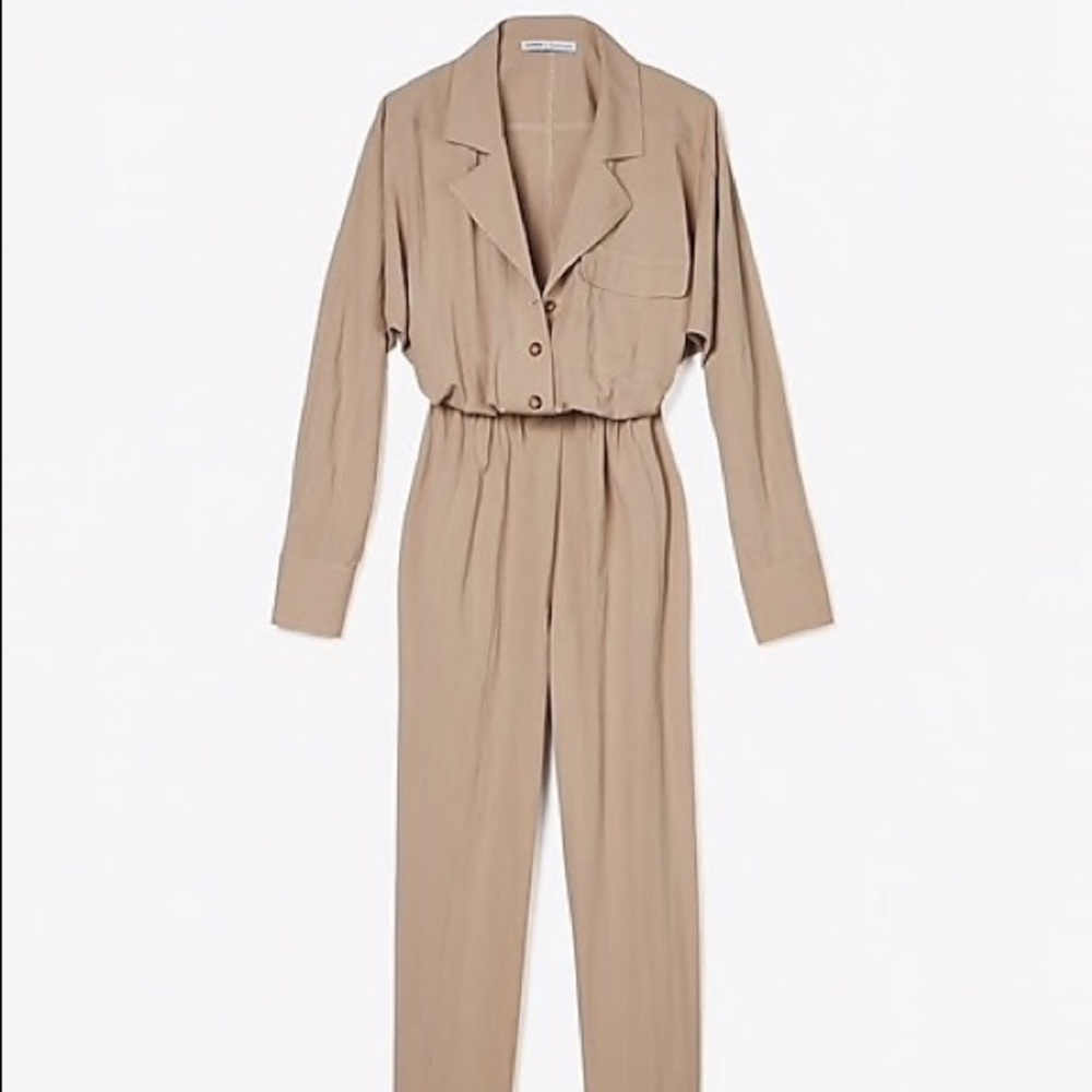 Express x Olivia Culpo tan color jumpsuit. NWT